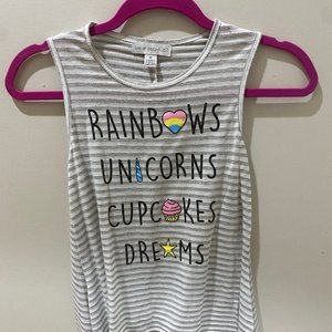Side of Fries Rainbows, Unicorns, Cupcakes, Dreams striped tank top sz M